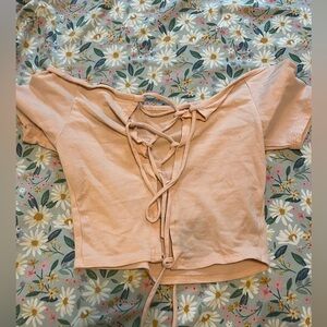 Stylish Lace-Up Pink Crop Top